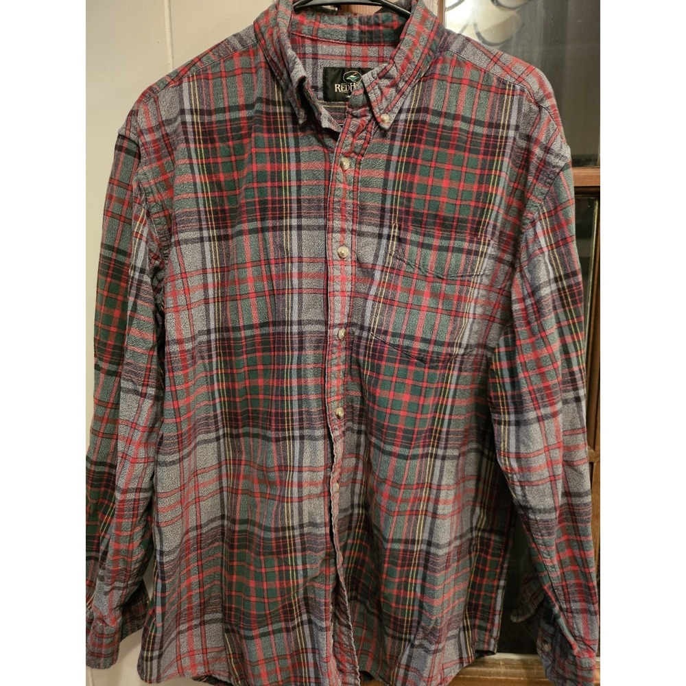 Redhead Button Down Mens Plaid Shirt Size Large
